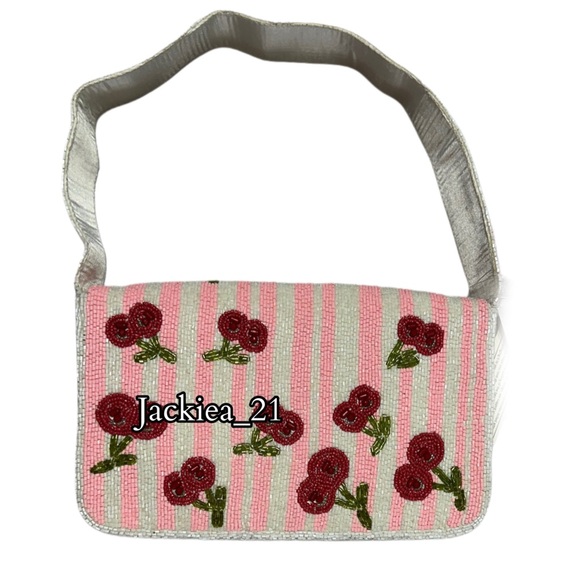 💙 White and Pink Cherry Embroidered Bag - Picture 2 of 8